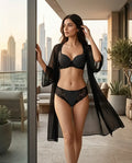 Luxe Midnight Polka Dot 2-Piece Intimates Set with Elegant Lace Trim