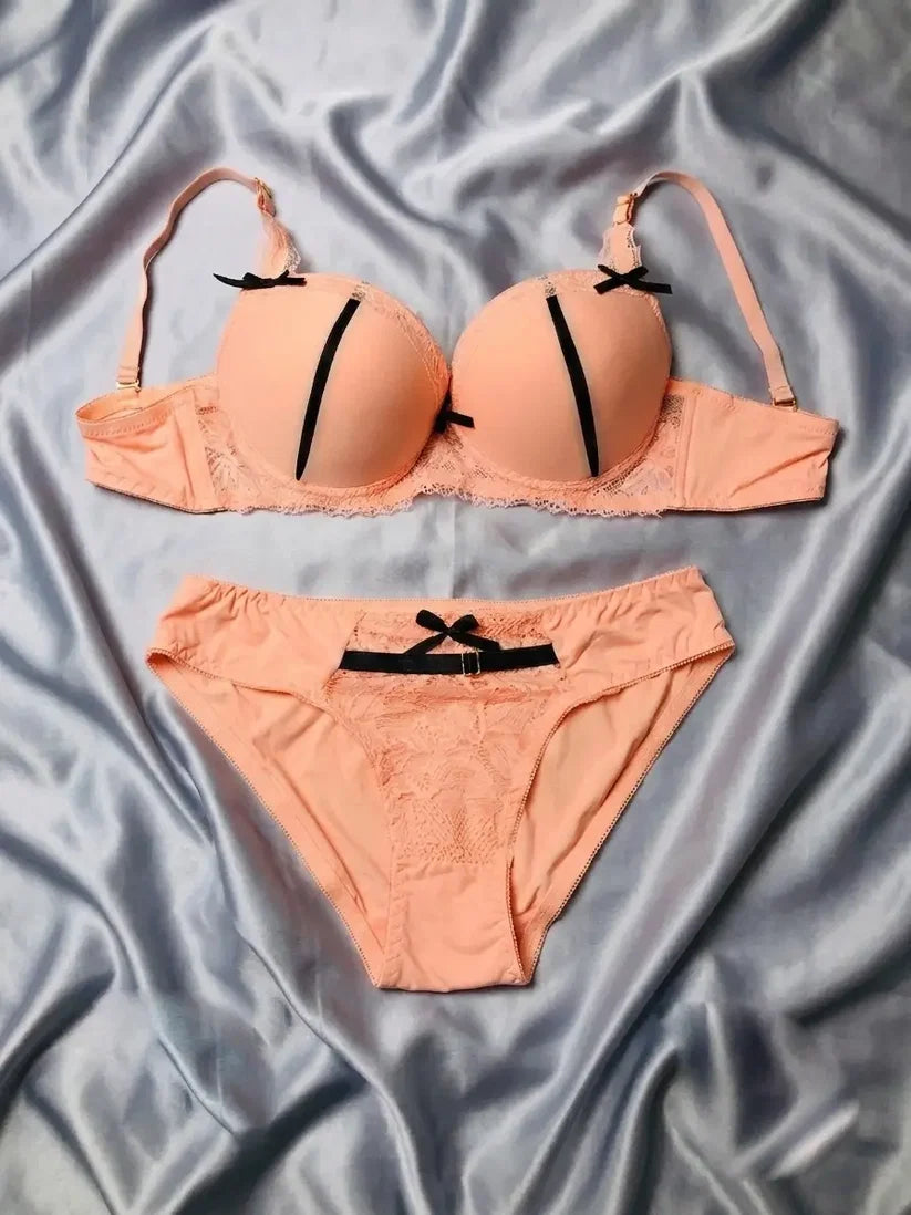 Women’s Salmon Peach Underwire Bra and Matching Panty Set