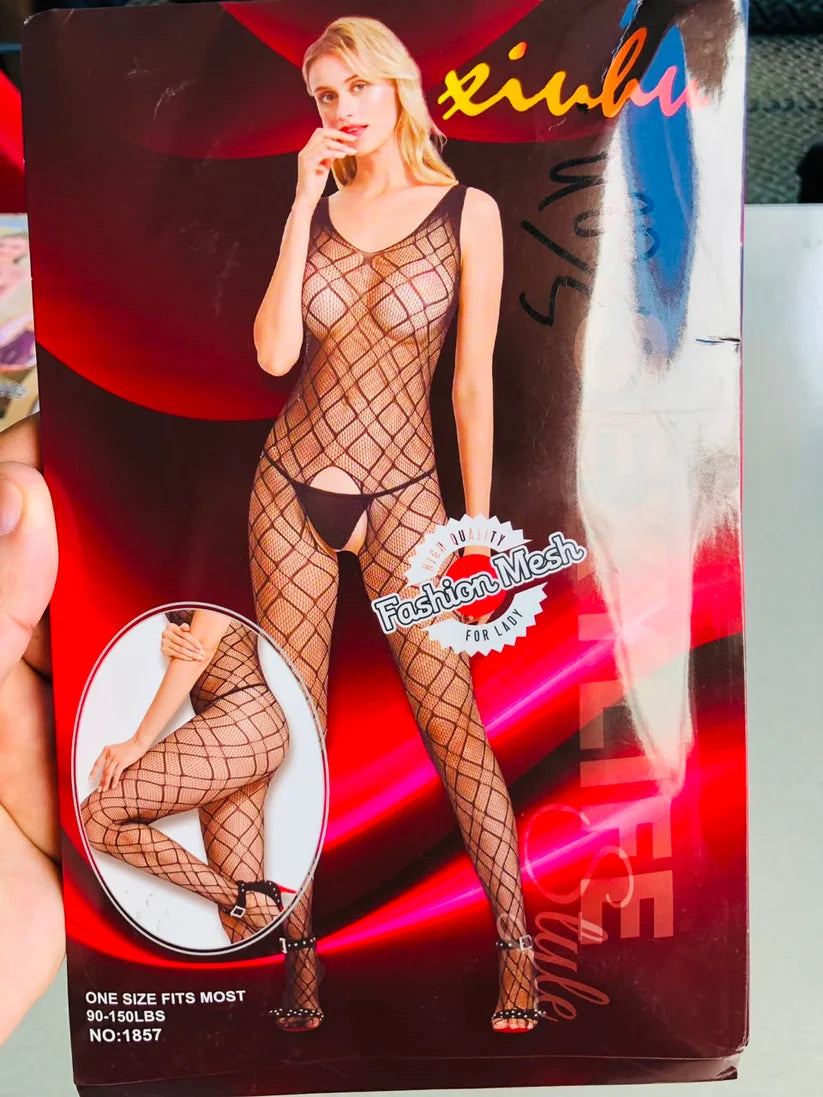 Sleeveless Diamond Net Bodysuit Nightwear