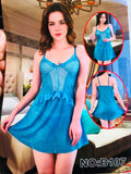 Ocean Blue Sheer Lace Slip Nighty